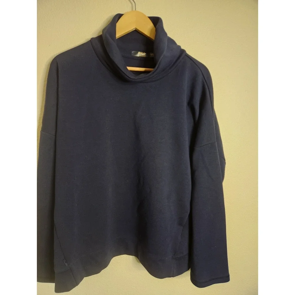 Polo Ralph Lauren Sweatshirt Mens XL Blue High Neck Knit Pullover Relaxed Fit